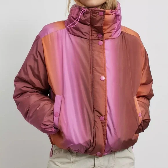 BDG XS Orange Purple Pink Ombré Puffer - Picture 1 of 15